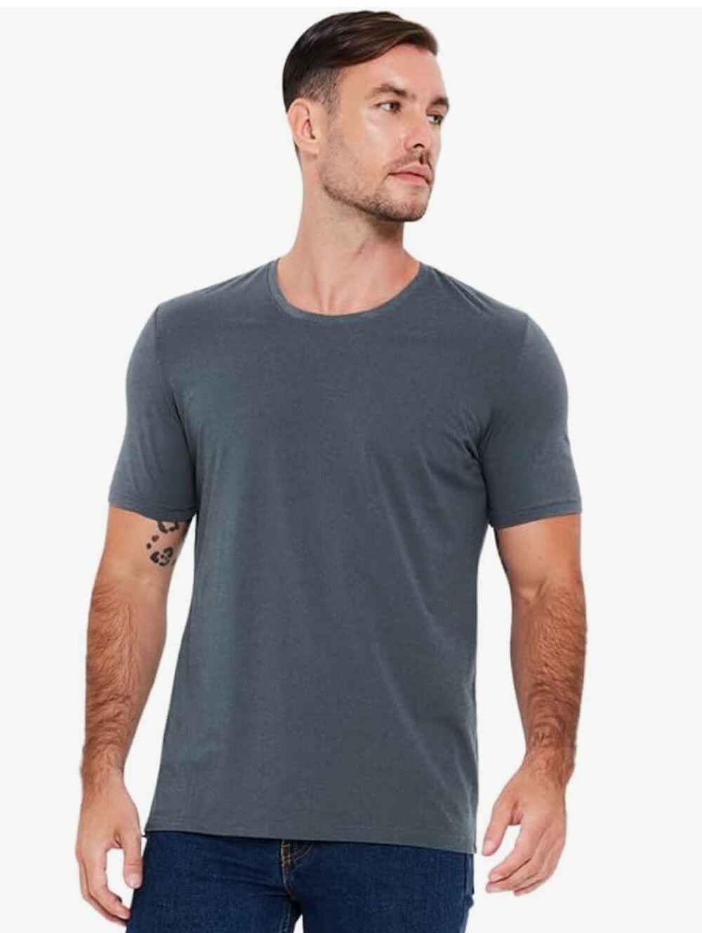Dark Heather Gray Short Sleeve Crew Neck T-Shirt in